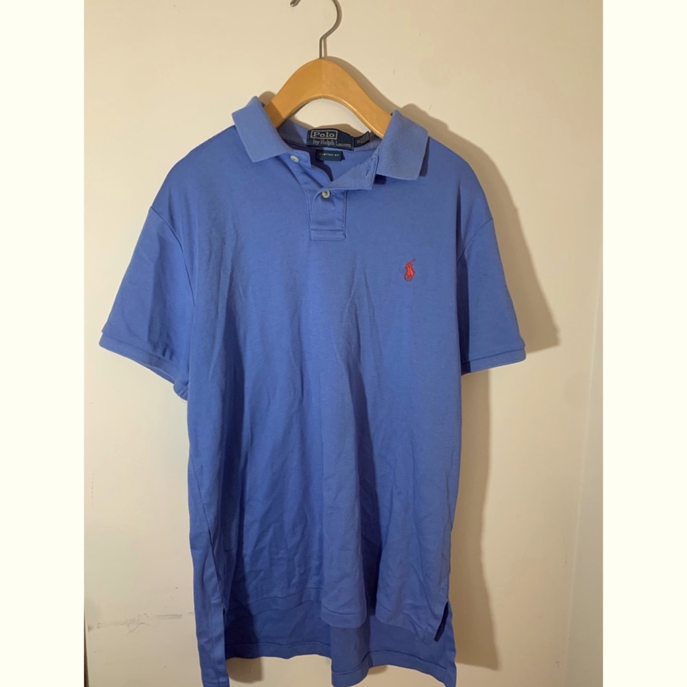 Blue Custom Fit Polo by Ralph Lauren